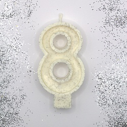 Свеча цифра "8" с серебром