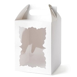 Коробка для кулича 15 см*15 см*20 см с ручками и окном белая