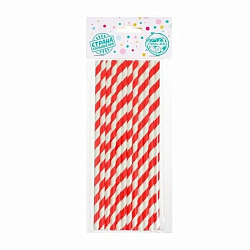 Трубочки для коктейля "спираль" набор 12 шт. красно-белый.