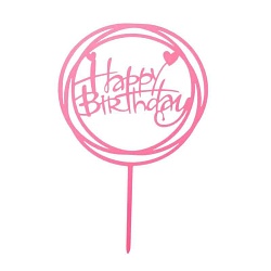 Топпер "С Днём Рождения" круг, цвет розовый