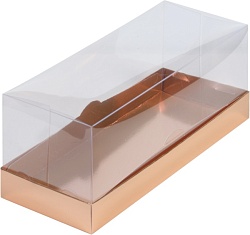 Коробка под  половину рулета 21 см *12 см *12 см Золото с пластиковой крышкой